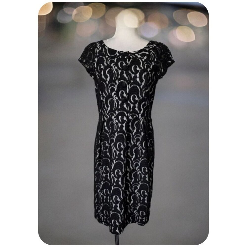 Kay Unger FORMAL Black Lace Sheath Dress Fully Lined Elegant Women's Sz 8